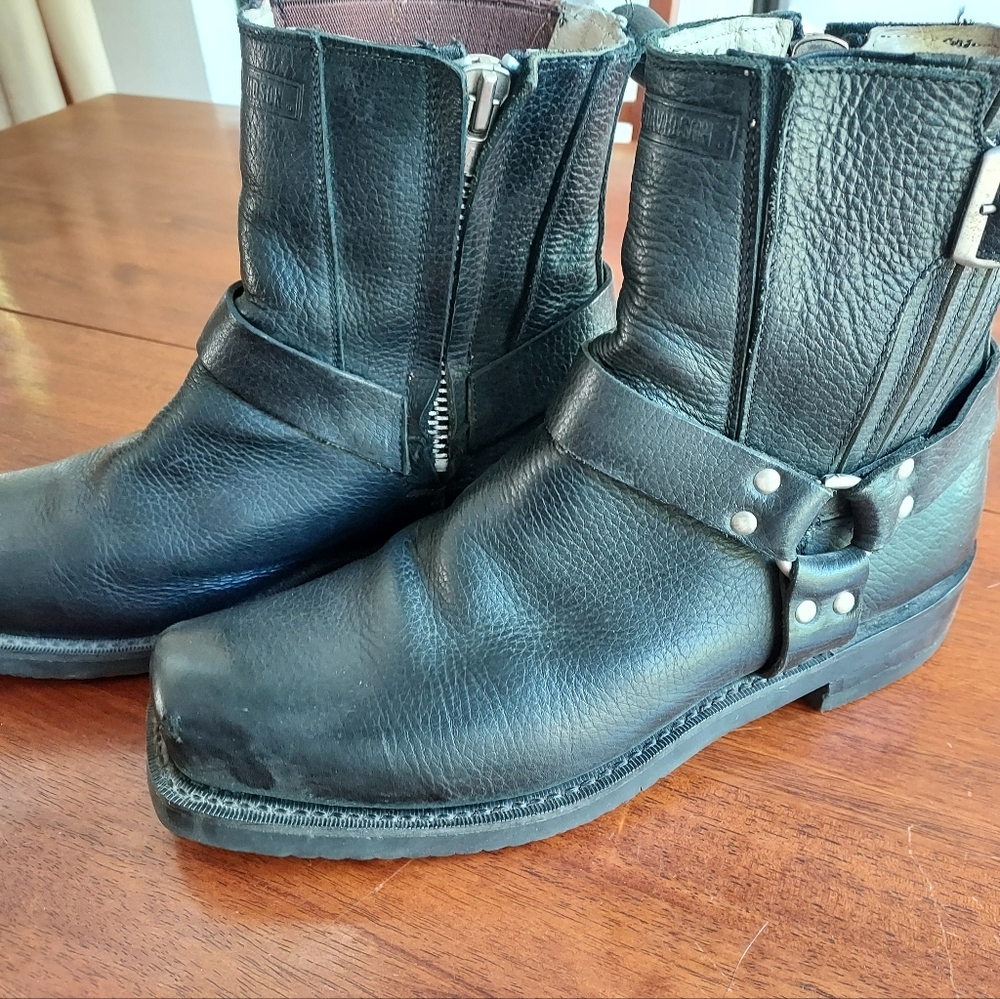 Harley Davidson Buckle Detail Ankle Boots Size 10